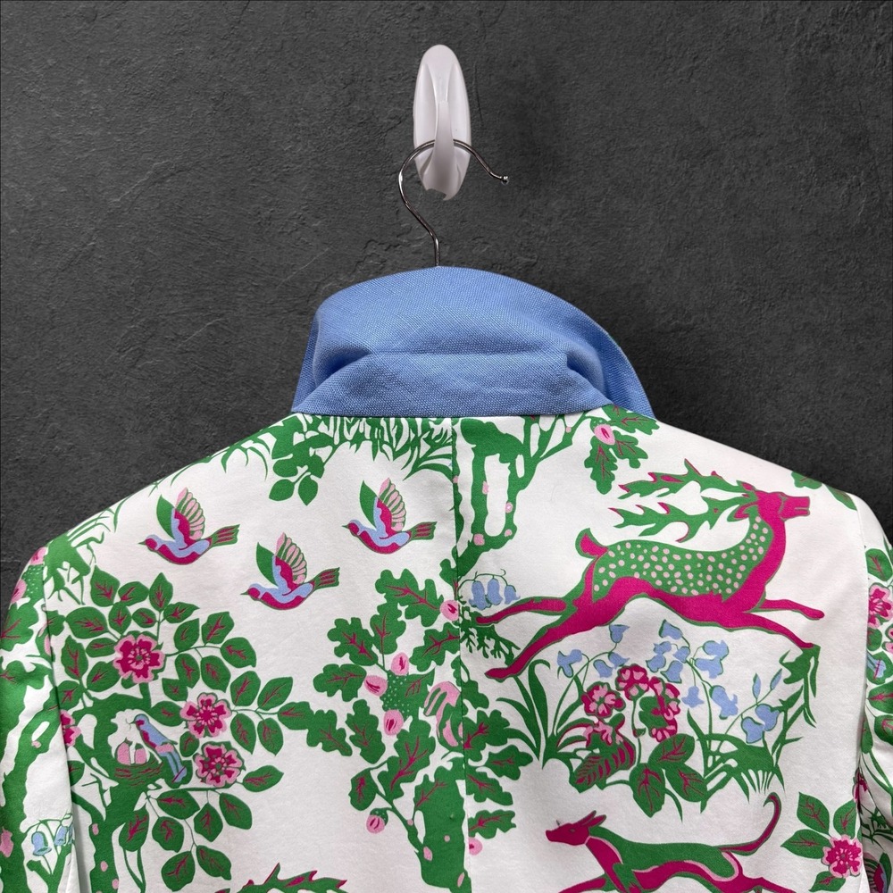 Susanne Spatt Salzburg Austrian Cotton Deer Bird Print Blazer Sz 42 - Picture 8 of 12